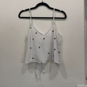 Grade and Gather tank top, ties in back, palm leaf pattern